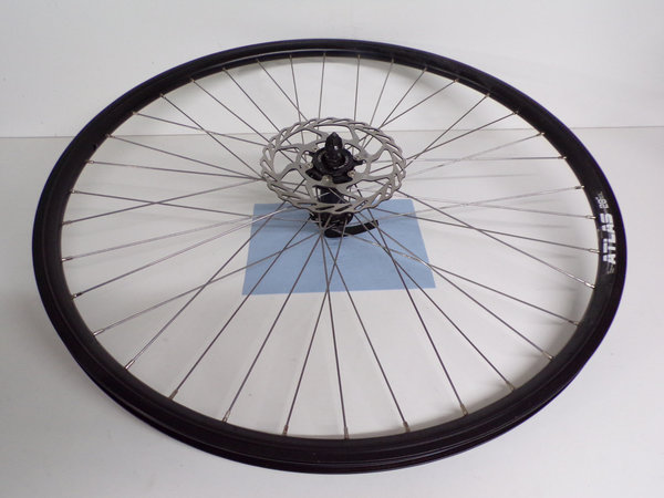 28" Fahrrad Vorderrad + Bremsscheibe 160 mm, Alufelge schwarz, gebr. ( L63 )